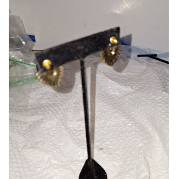 Vintage Post Back Pierced Earrings Faux Turquoise Rhinestone Native American - Picture 4 of 8